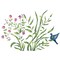 Grass with Bird and Flowers Wall Stencil | 1412 by Designer Stencils | Outdoor Stencils | Reusable Art Craft Stencils for Painting on Walls, Canvas, Wood | Reusable Plastic Paint Stencil for Home Makeover | Easy to Use & Clean Art Stencil